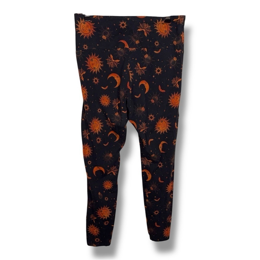 Large Halloween Black Orange Leggings Stretch No Boundaries Goth Sun Moon